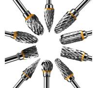 CAV INNOVA - Set 10 Fresas Rotativas de Carburo de Tungsteno 1/8" | Herramientas para Dremel y Multiherramienta, Brocas para Tallado, Grabado, Pulido y Desbaste en Madera, Metal, Aluminio y Plástico