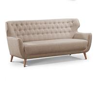 CAVADORE Abby Sofá Acolchado de 3 plazas, de Estilo clásico y con Acabado capitoné, Unas Medidas de 183 נ89 נ88 cm, confeccionado en Tejido Estructurado y en Color Beis