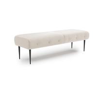 CAVADORE Amba - Banco Acolchado de 2,5 plazas para Cocina, Comedor o salón/Cocina (Apto para 2,5 plazas Amba, 139 x 52 x 54 cm, Tejido Plano Blanco Natural)