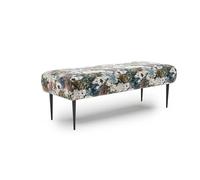CAVADORE Amba - Banco Acolchado de 2 plazas para Cocina, Comedor o Cocina/Banco de Cocina Apto para Amba de 2 plazas, 119 x 52 x 54 cm, Tejido Jacquard, diseño Floral, Color Azul