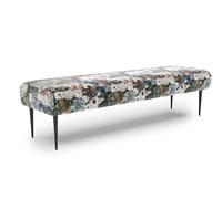 CAVADORE Amba - Banco Acolchado de 3 plazas para Cocina, Comedor o Cocina/Banco de Cocina para 3 plazas Amba, 159 x 52 x 54 cm, Tejido Jacquard, diseño Floral, Color Azul