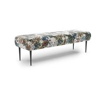 CAVADORE Amba - Banco tapizado de 2,5 plazas para Cocina, Comedor o salón/Cocina (Apto para 2,5 plazas Amba, 139 x 52 x 54 cm, Tejido Jacquard), diseño Floral, Color Azul