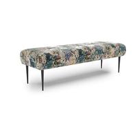 CAVADORE Amba - Banco tapizado de 2,5 plazas para Cocina, Comedor o salón/Cocina (Apto para 2,5 plazas Amba, 139 x 52 x 54 cm, Tejido Jacquard), diseño Floral, Color Verde Oliva