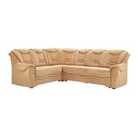 CAVADORE Bansa Sofá esquinero con núcleo de muelles, sofá Acolchado en diseño clásico, 265 x 94 x 215 cm, Microfibra, Color marrón Claro
