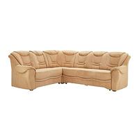 CAVADORE Bansa Sofá esquinero con núcleo de muelles, sofá Acolchado en diseño clásico, Incluye función de Cama, 265 x 94 x 215 cm, Microfibra, Color marrón Claro