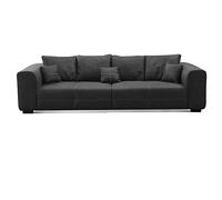CAVADORE Big Sofa Mavericco - Sofá XXL con Cojines (287 x 69 x 108 cm, Aspecto de Piel), Color Gris Oscuro