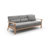CAVADORE Billan - Sofá Cama de 3 plazas, diseño escandinavo con Cama y Estructura de Madera Maciza de Haya, 199 x 88 x 106 cm, Color Gris