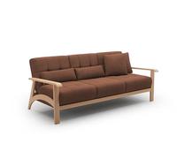 CAVADORE Billan - Sofá Cama de 3 plazas, diseño escandinavo con Cama y Estructura de Madera Maciza de Haya, 199 x 88 x 106 cm, Tejido Texturizado Multicolor, Color Rojo y marrón