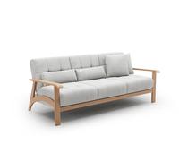 CAVADORE Billan - Sofá Cama de 3 plazas, diseño escandinavo con Cama y Estructura de Madera Maciza de Haya, 199 x 88 x 106 cm, Tejido Texturizado Multicolor, Gris Claro