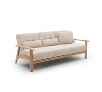 CAVADORE Billan - Sofá Cama de 3 plazas, diseño escandinavo con Cama y Estructura de Madera Maciza de Haya, 199 x 88 x 106 cm, Color Beige