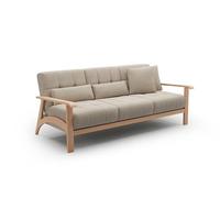 CAVADORE Billan - Sofá Cama de 3 plazas, diseño escandinavo con Cama y Estructura de Madera Maciza de Haya, 199 x 88 x 106 cm, Color Beige