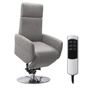 CAVADORE Cobra - Sillón de TV con 2 Motores electrónicos, batería y función de Reposo, función Relax, ergonómico, tamaño M, 71 x 110 x 82 cm, imitación de Piel, Color Gris Claro