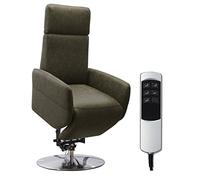 CAVADORE Cobra - Sillón para televisión con 2 Motores eléctricos y Ayuda para levantarse, con Mando a Distancia, función Relax, hasta 130 kg, 71 x 112 x 82 cm, imitación de Piel, Color Verde Oliva