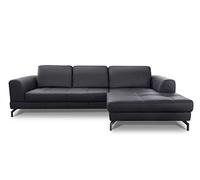 CAVADORE Conjunto de Muebles de Piel Benda con sillón de Esquina Grande (284 x 87 x 175 cm, Piel auténtica), Color Negro