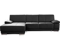 CAVADORE Corianne Sofá-Cama de Cuero auténtico, sofá esquinero con función de sofá-Cama, reposabrazos Ajustable, Unas Medidas de 282 נ80 נ162 cm y en Color Negro