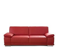 CAVADORE Corianne Sofá pequeño de 3,5 plazas Fabricado en Piel sintética, diseño Moderno, reposabrazos Ajustable, Medidas 248 x 80 99 cm y Color Rojo