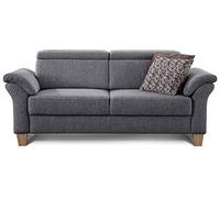 CAVADORE de 3 plazas sofá Ammerland/sofá con núcleo de muelles en Estilo rústico/Incluye Ajustable reposacabezas/186 x 84 x 93/Estructura plástico Gris