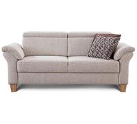 CAVADORE de 3 plazas sofá Ammerland/sofá con núcleo de muelles en Estilo rústico/Incluye Ajustable reposacabezas/186 x 84 x 93/Estructura de plástico Color Blanco Beige