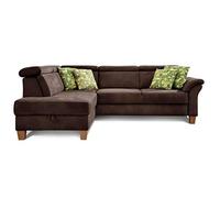 CAVADORE Dormir sofá Ammerland con ottomane Izquierda/muelles de sofá en Estilo rústico con Ajustable reposacabezas, y Cama Buzón/245 x 84 x 194/Aspecto de Piel Marrón