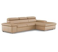 CAVADORE Esquina, Cuero Metal Madera de ingeniería Poliuretano, Cappuccino (Tela Trasera), Longchair XL rechts