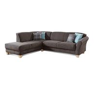 CAVADORE Gootlaand - Sofá esquinero con otomana a la Derecha, Gran sofá Estilo casa de Campo con función elevadora y cajón de Cama, con núcleo de Primavera, Color Gris, 257 x 84 x 212