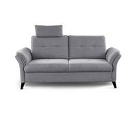 CAVADORE Grönland - Sofá de 3 plazas escandinavo (núcleo de muelles, Ajuste de Profundidad de Asiento y reposacabezas, 193 x 90 x 102 cm, Tejido Plano), Color Gris