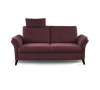 CAVADORE Grönland - Sofá de 3 plazas escandinavo (núcleo de muelles, Ajuste de Profundidad de Asiento y reposacabezas, 193 x 90 x 102 cm, Tejido Plano), Color Rojo