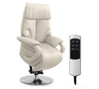 CAVADORE Istanbul Sillón de Cuero auténtico para Ver la televisión con Soporte de elevación, función Relax eléctrica Ajustable, 2 Motores eléctricos, Unas Medidas de 80 נ115 נ79 cm y en Color Blanco