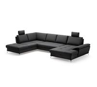 CAVADORE Paisaje residencial Castiel con muelles/Sillón con Silla Larga Grande, Ajuste de la Profundidad del Asiento, reposacabezas y Patas de Metal Satinado, 363 x 89-104 x 223, Piel auténtica,