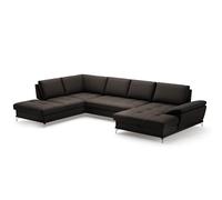CAVADORE Paisaje residencial Castiel con muelles/Sillón con Silla Larga Grande, Ajuste de Profundidad del Asiento y Patas de Metal Satinado, 363 x 89 x 223, Piel auténtica, Color marrón Oscuro