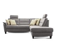 CAVADORE Palera - Sofá Cama con núcleo de muelles, Forma de L, 236 x 89 x 212 cm, imitación de Piel de búfalo, Color Gris Claro