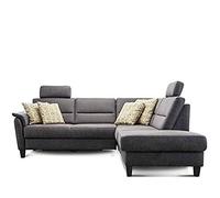 CAVADORE Palera - Sofá Cama con núcleo de muelles, Forma de L, 236 x 89 x 212 cm, imitación de Piel de búfalo, Color Gris Oscuro