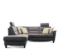 CAVADORE Palera - Sofá Cama con núcleo de muelles, Forma de L, 236 x 89 x 212 cm, imitación de Piel de búfalo, Color Gris Oscuro
