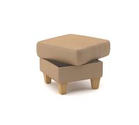 CAVADORE Palera - Taburete de Piel con Espacio de Almacenamiento y Patas de Madera Maciza, 58 x 48 x 58 cm, Color Beige