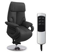 CAVADORE Sillón de Cuero auténtico para Ver la televisión Istanbul, Soporte elevación, función Relax eléctrica Ajustable, 2 Motores eléctricos, Medidas 80 x 115 79 cm y en Color Negro