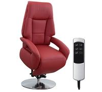 CAVADORE Sillón de Piel Edimburgo con Ayuda para levantarse, función Relax Ajustable eléctricamente, 2 Motores eléctricos, 74 x 114 x 77 cm, Piel auténtica, Color Rojo
