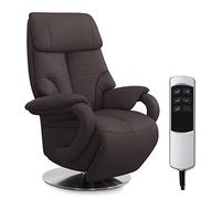 CAVADORE Sillón de Piel Istanbul con función de relajación Ajustable eléctricamente, 2 Motores eléctricos, 80 x 115 x 79 cm, Piel auténtica, Color marrón