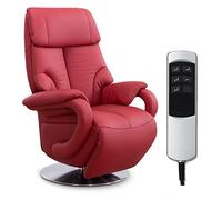 CAVADORE Sillón de Piel Istanbul con función de relajación Ajustable eléctricamente, 2 Motores eléctricos, 80 x 115 x 79 cm, Piel auténtica, Color Rojo