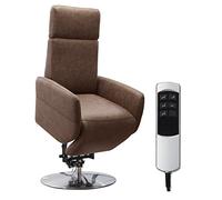 CAVADORE Sillón de TV Cobra con 2 Motores eléctricos, batería y Ayuda para levantarse, función de relajación, ergonomía, S, 71 x 108 x 82, Aspecto de Piel, Color marrón