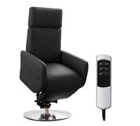 CAVADORE Sillón de TV Cobra con 2 Motores eléctricos, batería y Ayuda para levantarse, función de relajación, ergonomía, S, 71 x 108 x 82, Piel auténtica, Color Negro