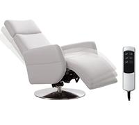 CAVADORE Sillón de TV Cobra con 2 Motores eléctricos, con Mando a Distancia, función de relajación, ergonomía, soporta hasta 130 kg, 71 x 108 x 82 cm, Piel auténtica, Color Blanco