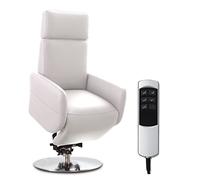 CAVADORE Sillón de TV Cobra con 2 Motores eléctricos y Ayuda para levantarse/Sillón eléctrico con Mando a Distancia/Función Relax/hasta 130 kg/L: 71 x 112 x 82 / Piel auténtica Blanca