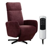 CAVADORE Sillón de TV Cobra con 2 Motores electrónicos, reclinable, función Relax, con Mando a Distancia, Base de Estrella, soporta hasta 130 kg, 71 x 110 x 82, imitación de Piel, Color Rojo