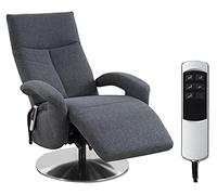 CAVADORE Sillón de TV Tirol con batería/Sillón de TV con función de relajación Ajustable eléctrica/2 Motores eléctricos/inalámbrico/74 x 112 x 82 / Tejido Estructural: Azul