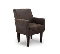 CAVADORE Sillón tapizado para Cocina o Comedor (imitación de Piel, con Costuras de Contraste, Compatible con Muebles de Cocina Malm, 66 x 96 x 71 cm, Microfibra), Color marrón