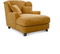 CAVADORE Sillón XXL Assado con Patas de Madera y Asiento Grande, Incluye 2 Cojines, 109 x 104 x 145 cm, Tejido de Color Amarillo