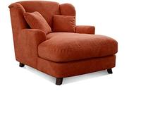 CAVADORE Sillón XXL Assado - Sillón Grande tapizado con Patas de Madera y Asiento Ancho, Incluye 2 Cojines Decorativos, 109 x 104 x 145, Tejido Naranja (Tierra)