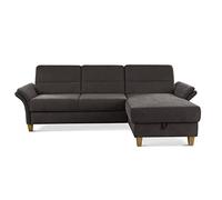 CAVADORE Sofá Cama esquinero Wyk con muelles Estilo rústico, con canapé y reposabrazos (252 x 90 x 162 cm, Chenilla), Color marrón