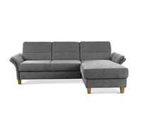 CAVADORE Sofá Cama esquinero Wyk con muelles Estilo rústico, con canapé y reposabrazos (252 x 90 x 162 cm, Chenilla), Color Gris