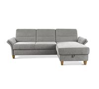 CAVADORE Sofá Cama esquinero Wyk de muelles Estilo rústico con canapé Largo y función de reposabrazos, 252 x 90 x 162 cm, Chenilla, Color Gris Claro